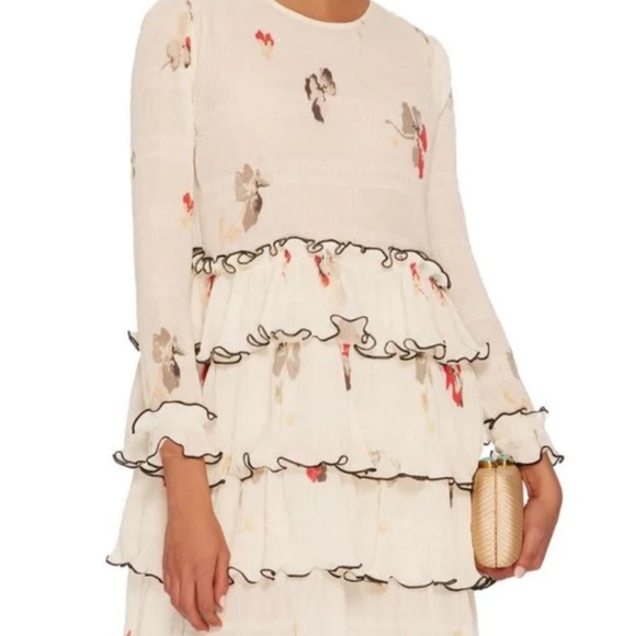 Ganni Dresses & Skirts - Ganni Cream Floral Ruffle Dress